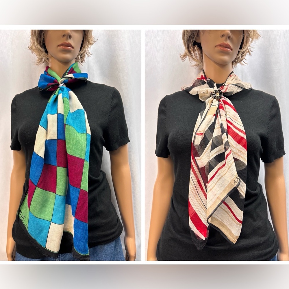 Bundle 2 Anne Klein Long Silk and Wool Scarves